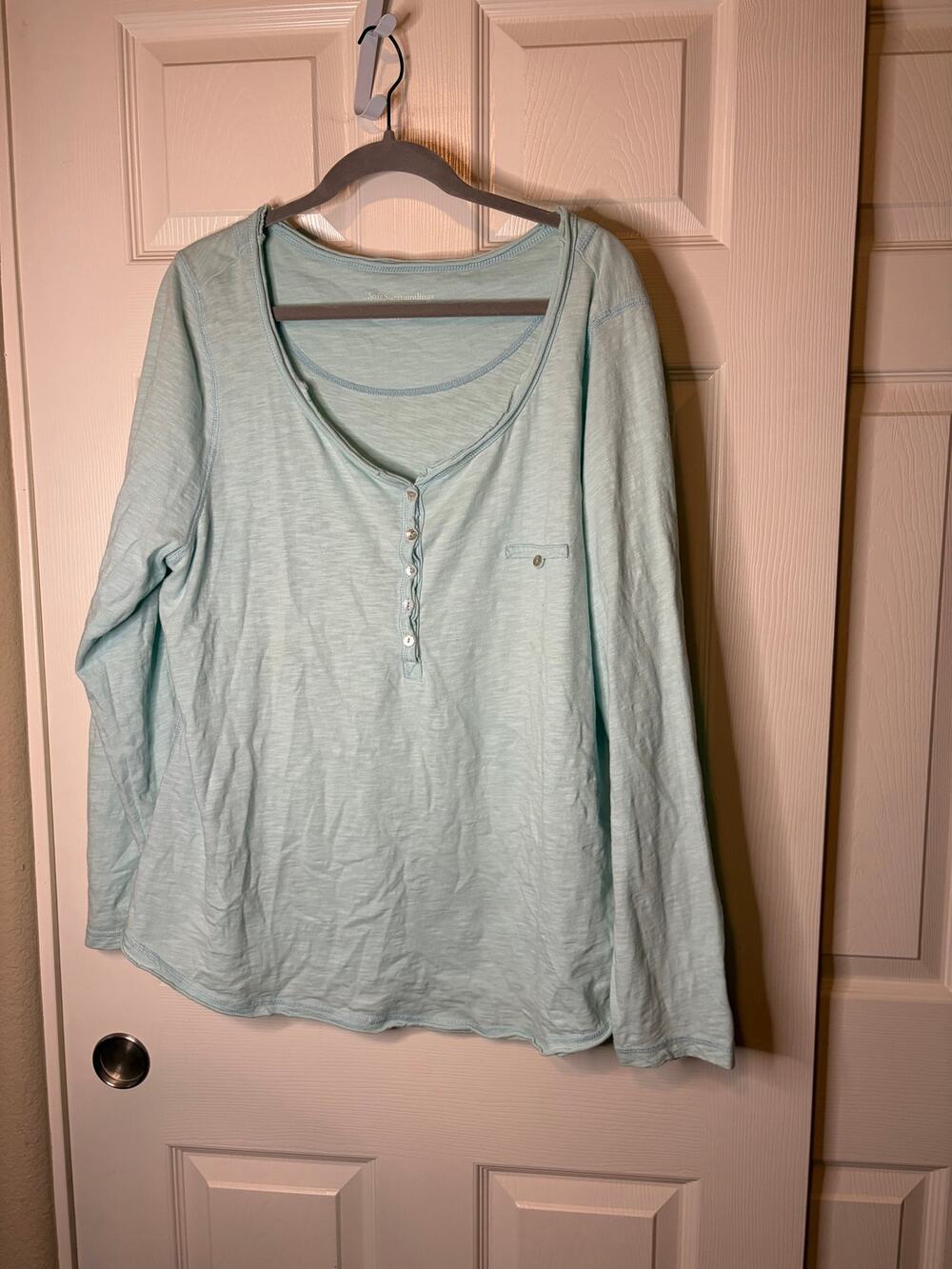 Women’s Soft Surroundings Cotton Turquoise Henley Tunic 1X EUC